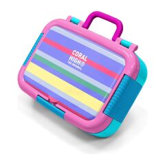 Coral High Kids Milka Gri Sarı Çizgi Desenli Paslanmaz Çelik Beslenme Kabı 39102