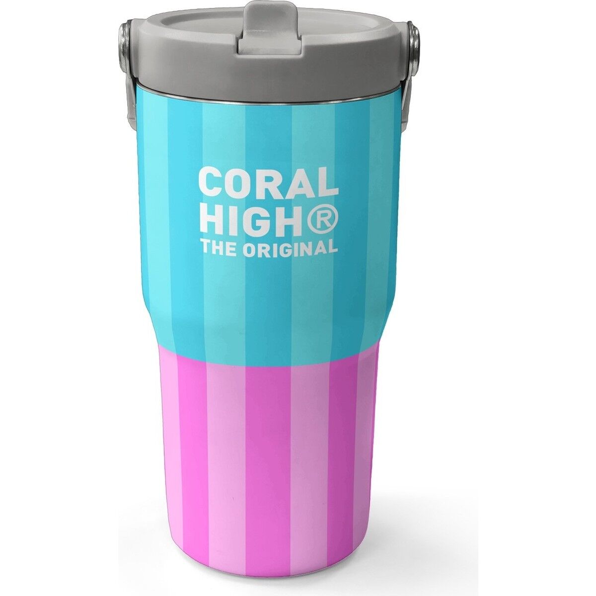 Coral High Renkli Çizgili Desenli Katlanır Ağızlıklı Çelik Termos 600 ml 38909
