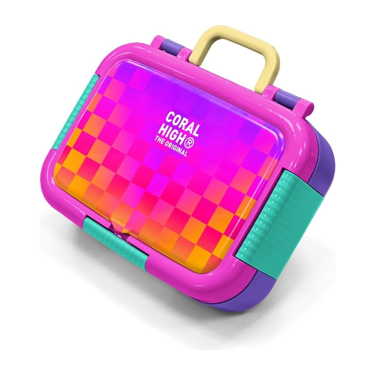 Coral High Kids Neon Renkli Dama Desenli Paslanmaz Çelik Beslenme Kabı 39103
