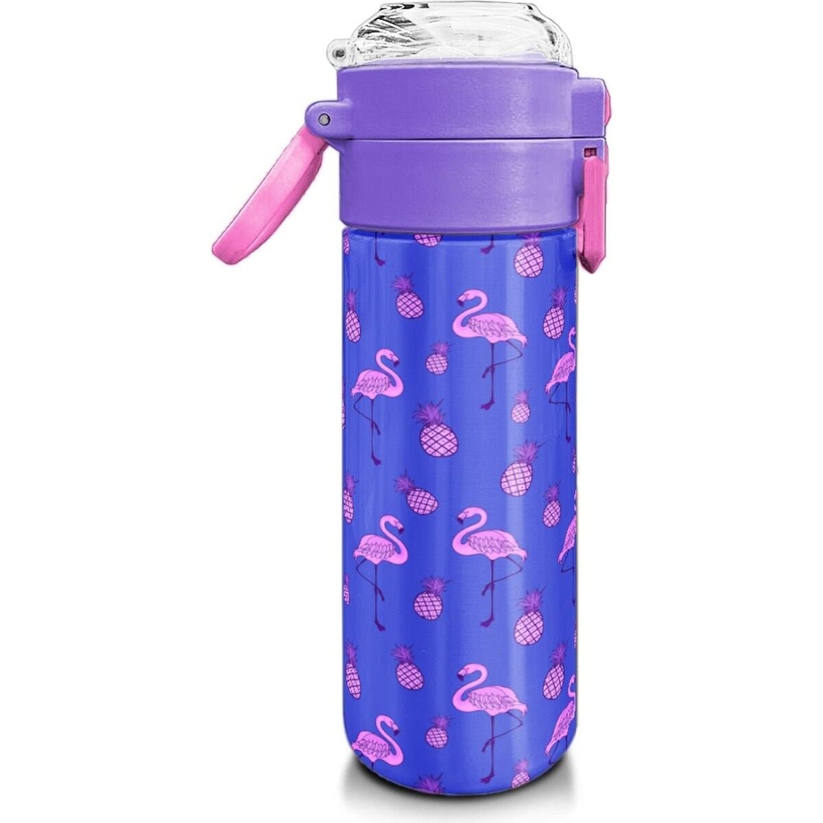 Coral High Kids Lavanta Pembe Flamingo Desenli Pipetli ve Direkt Içim Çelik Termos 500 ml 31905