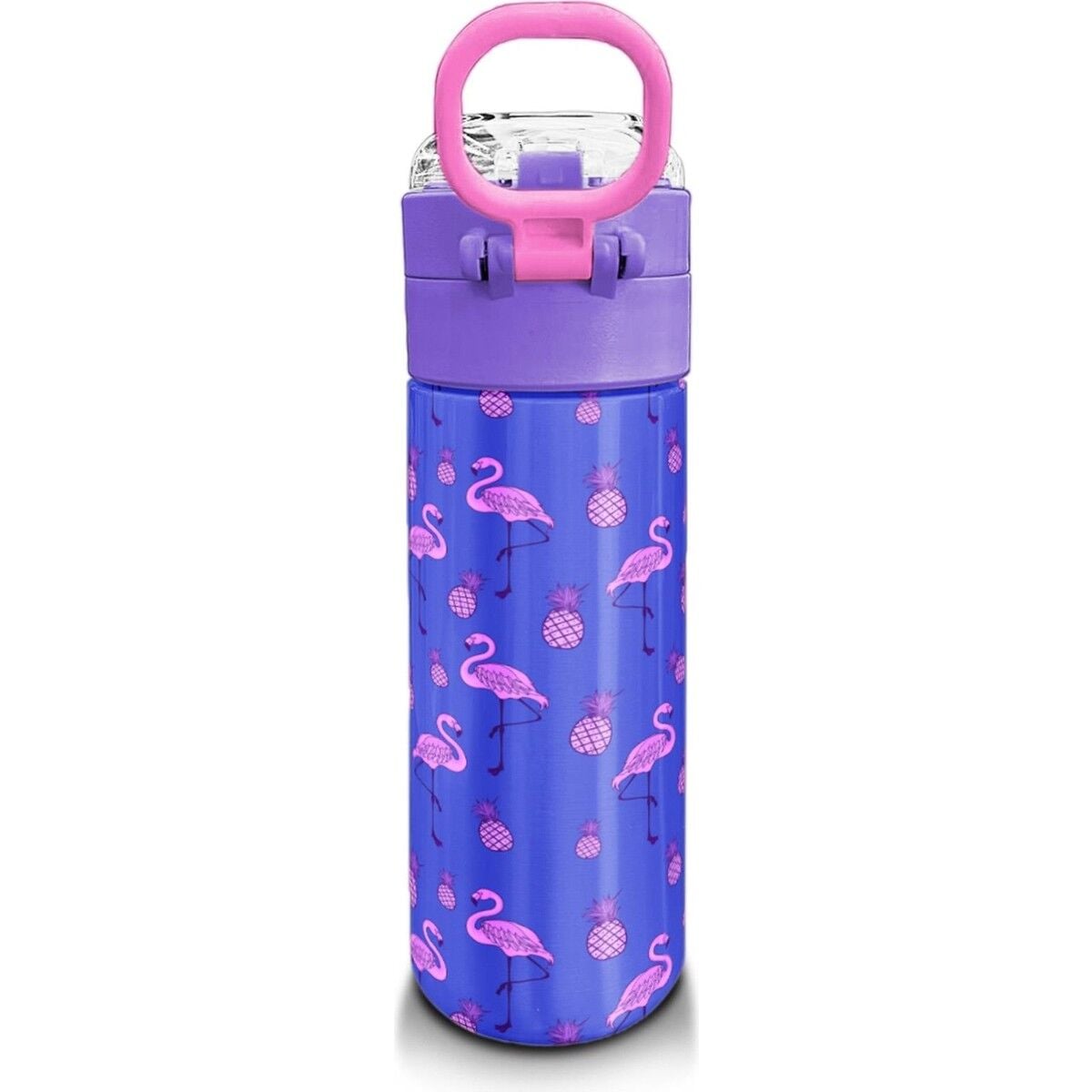 Coral High Kids Lavanta Pembe Flamingo Desenli Pipetli ve Direkt Içim Çelik Termos 500 ml 31905