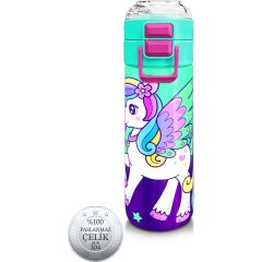 Coral High Kids Mor Su Yeşili Unicorn Desenli Pipetli ve Direkt Içim Çelik Termos 500 ml 31805