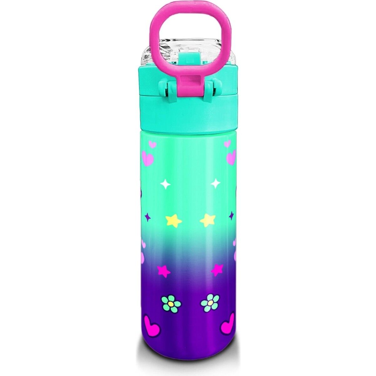 Coral High Kids Mor Su Yeşili Unicorn Desenli Pipetli ve Direkt Içim Çelik Termos 500 ml 31805