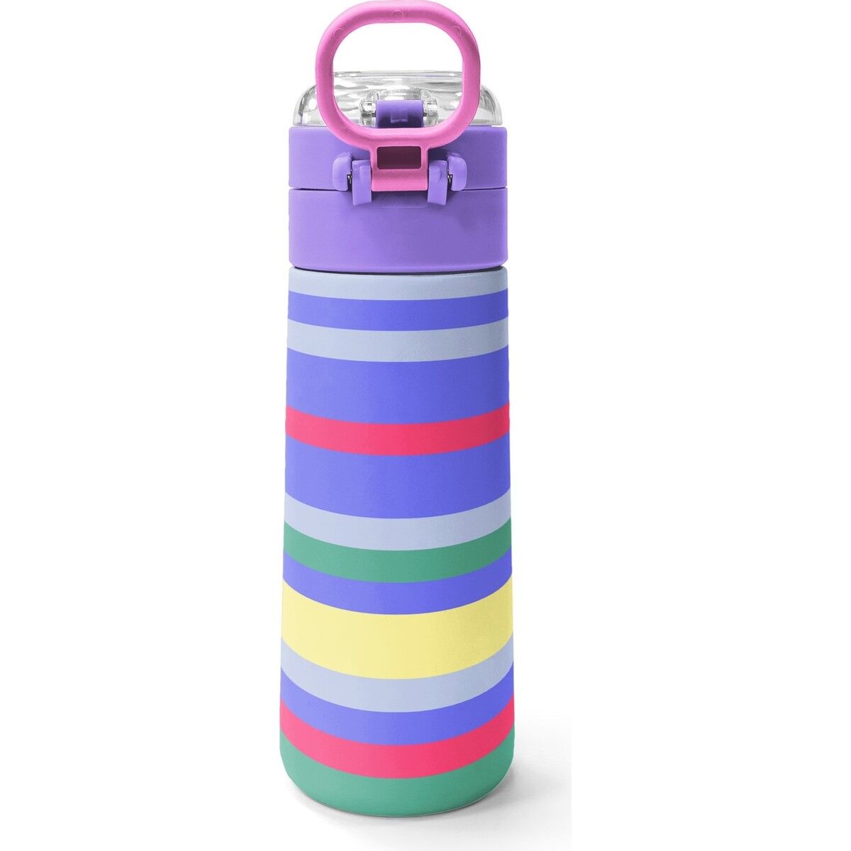 Coral High Kids Milka Gri Sarı Çizgi Desenli Pipetli ve Direkt Içim Çelik Termos 500 ml 38102