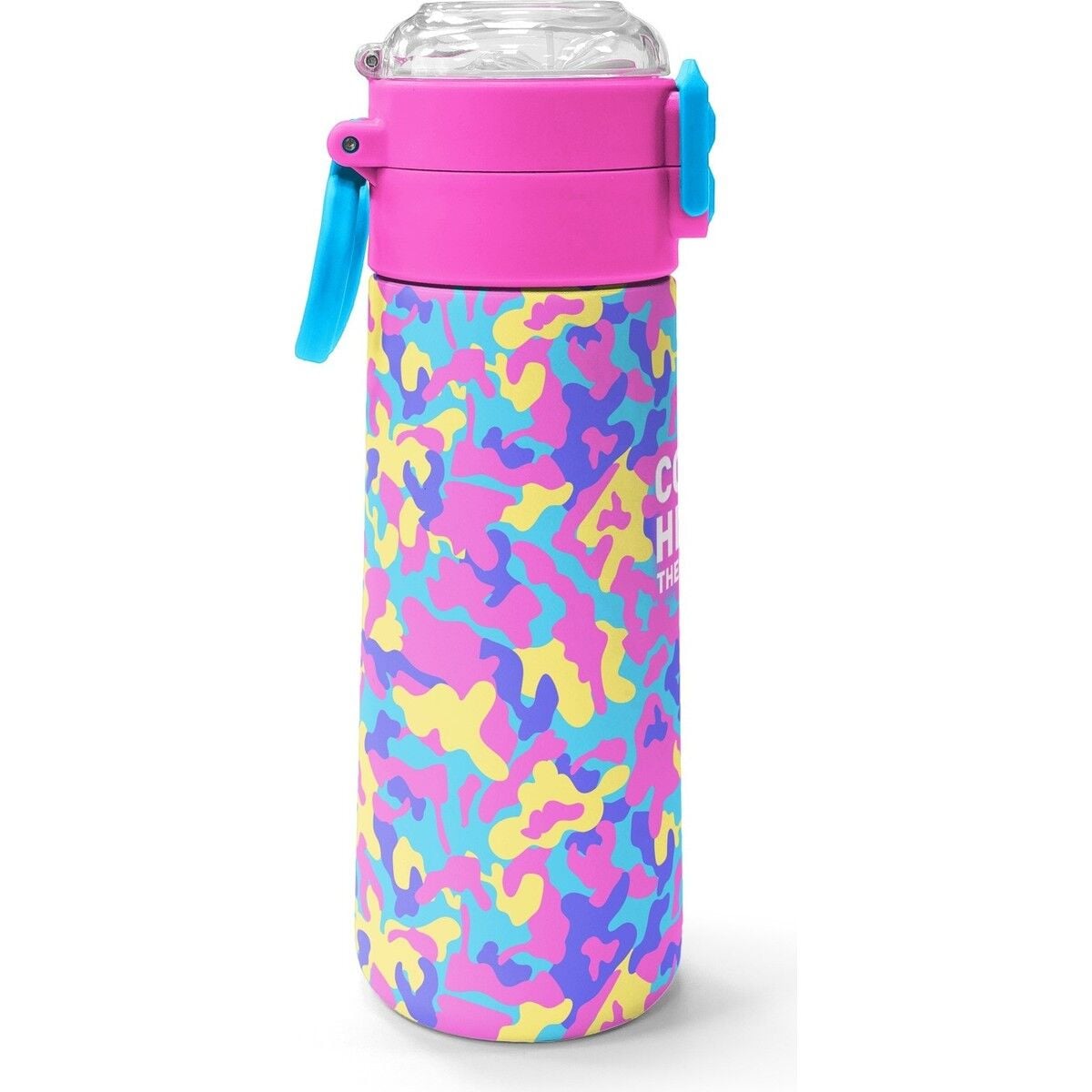 Coral High Kids Pembe Sarı Lavanta Kamuflaj Desenli Pipetli ve Direkt Içim Çelik Termos 500 ml 38101
