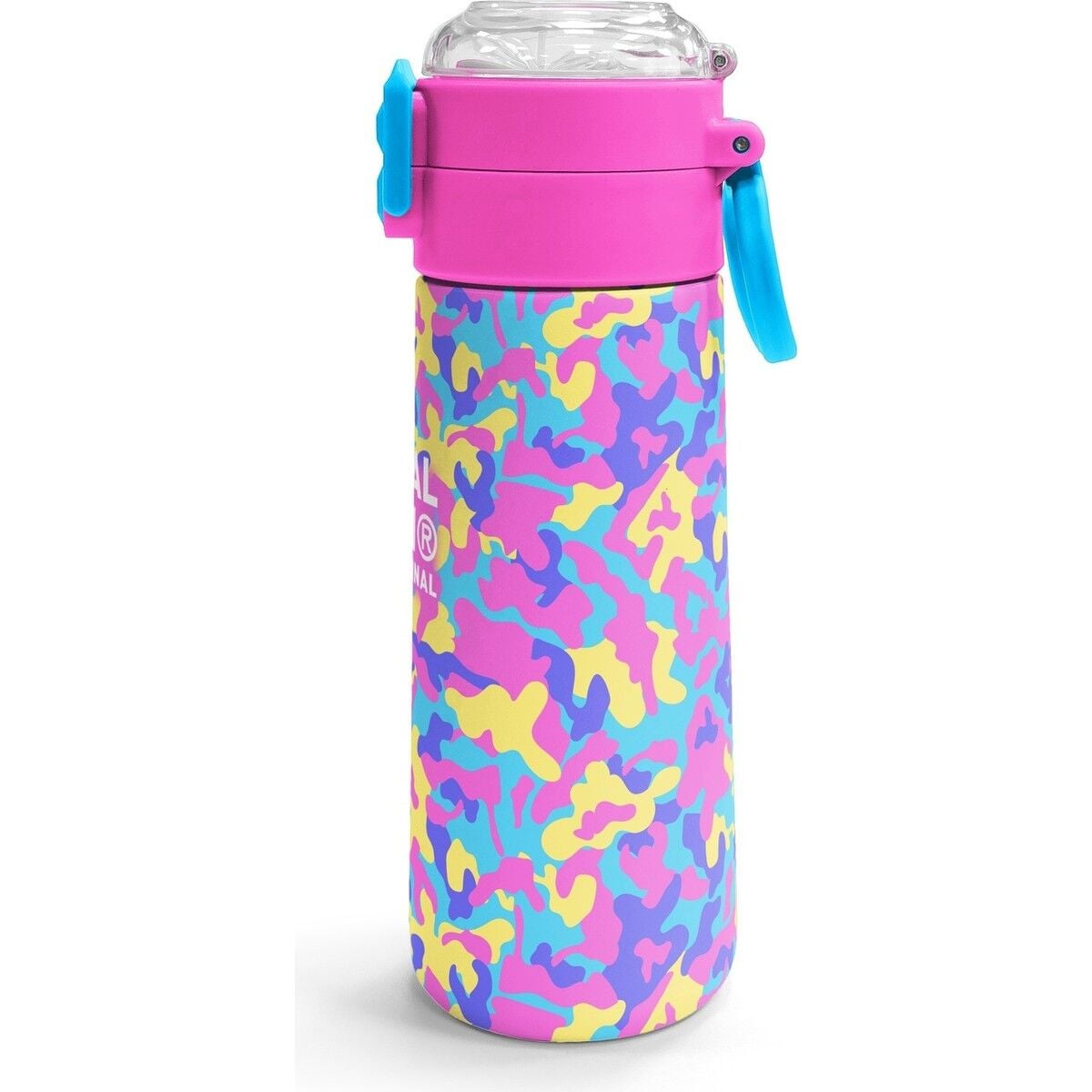 Coral High Kids Pembe Sarı Lavanta Kamuflaj Desenli Pipetli ve Direkt Içim Çelik Termos 500 ml 38101
