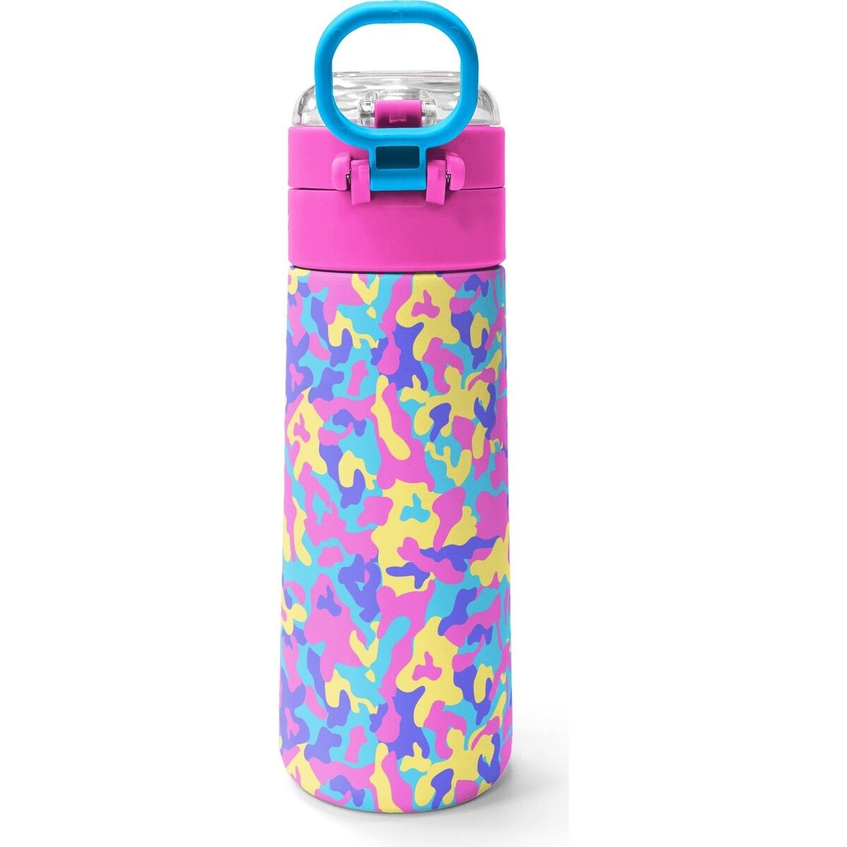 Coral High Kids Pembe Sarı Lavanta Kamuflaj Desenli Pipetli ve Direkt Içim Çelik Termos 500 ml 38101