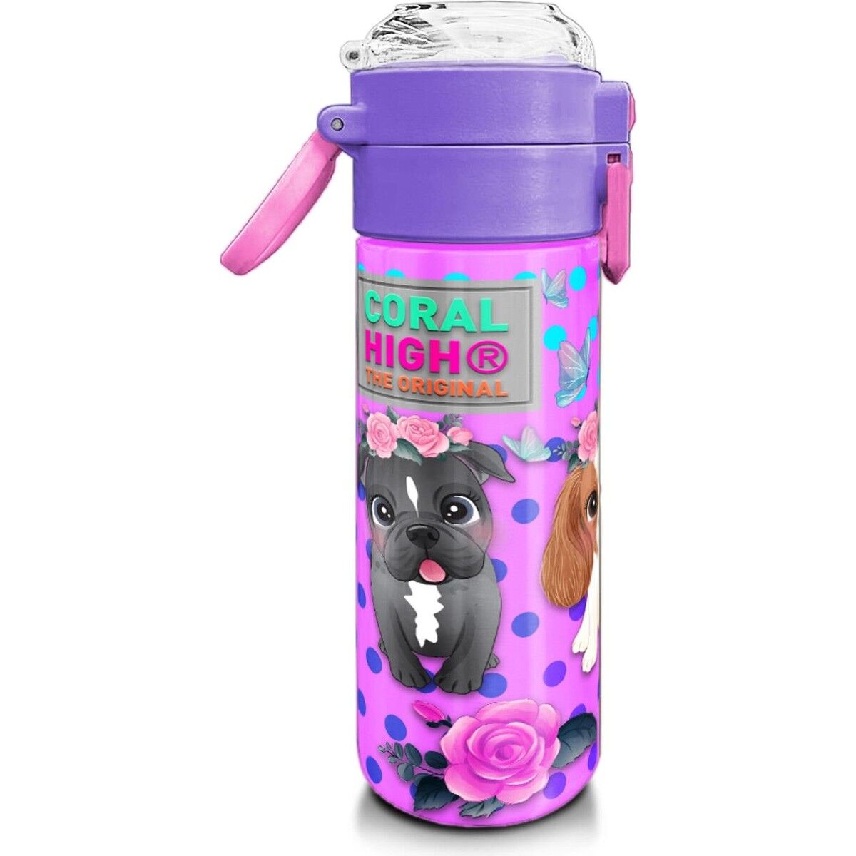 Coral High Kids Pembe Köpek Desenli Pipetli ve Direkt Içim Çelik Termos 500 ml 31951