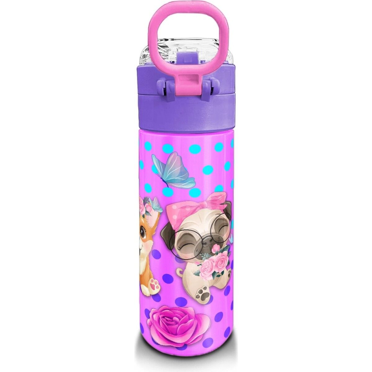 Coral High Kids Pembe Köpek Desenli Pipetli ve Direkt Içim Çelik Termos 500 ml 31951