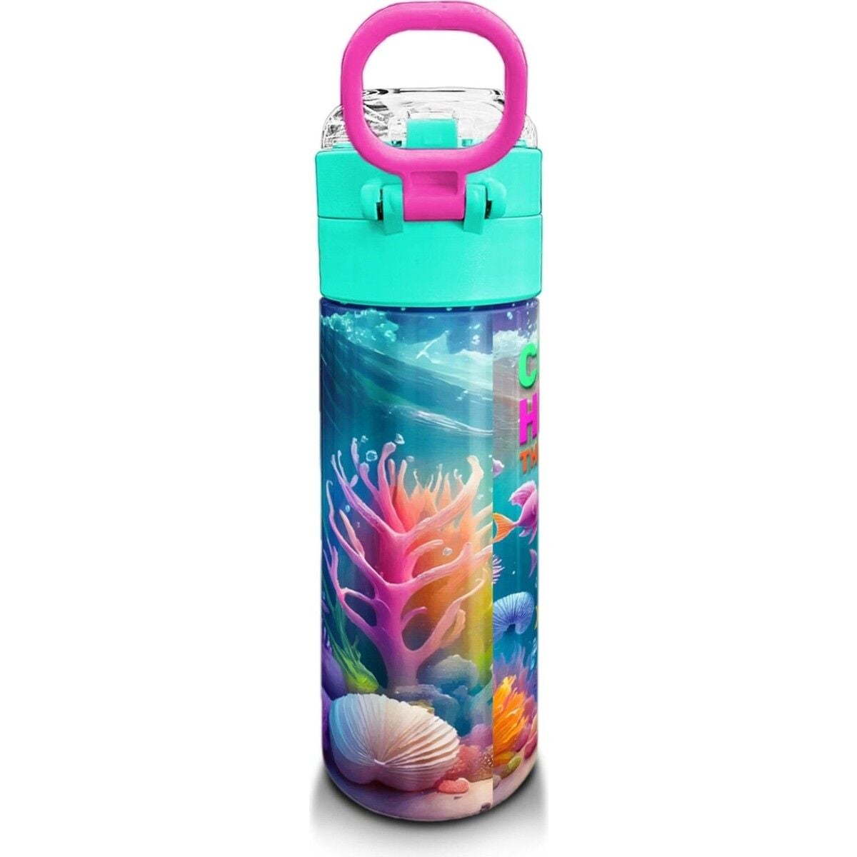 Coral High 31988 Kids Denizatı Desenli 500 ml Çelik Termos Pipetli ve Direkt İçim Kullanım İçin Şık Tasarım