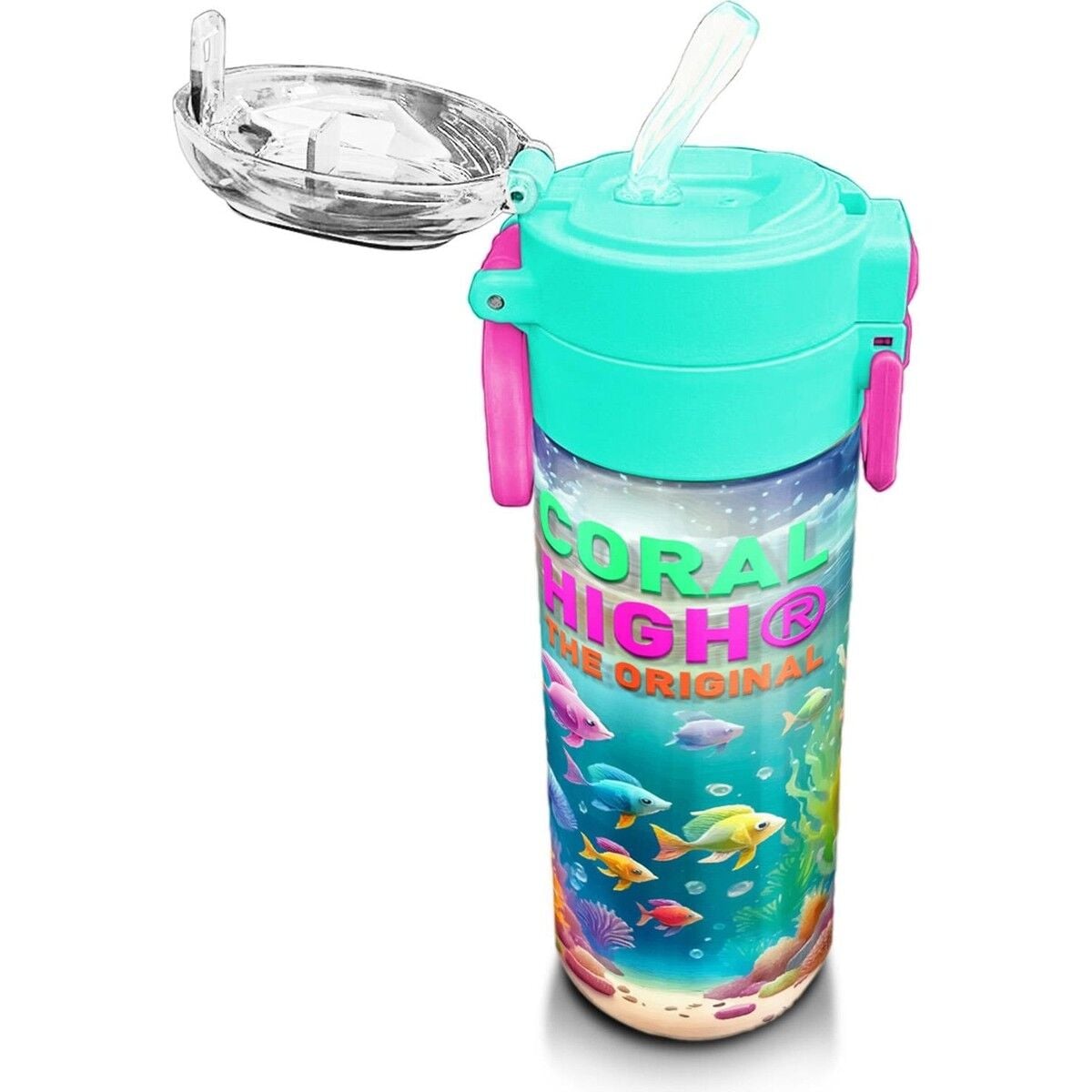 Coral High 31988 Kids Denizatı Desenli 500 ml Çelik Termos Pipetli ve Direkt İçim Kullanım İçin Şık Tasarım