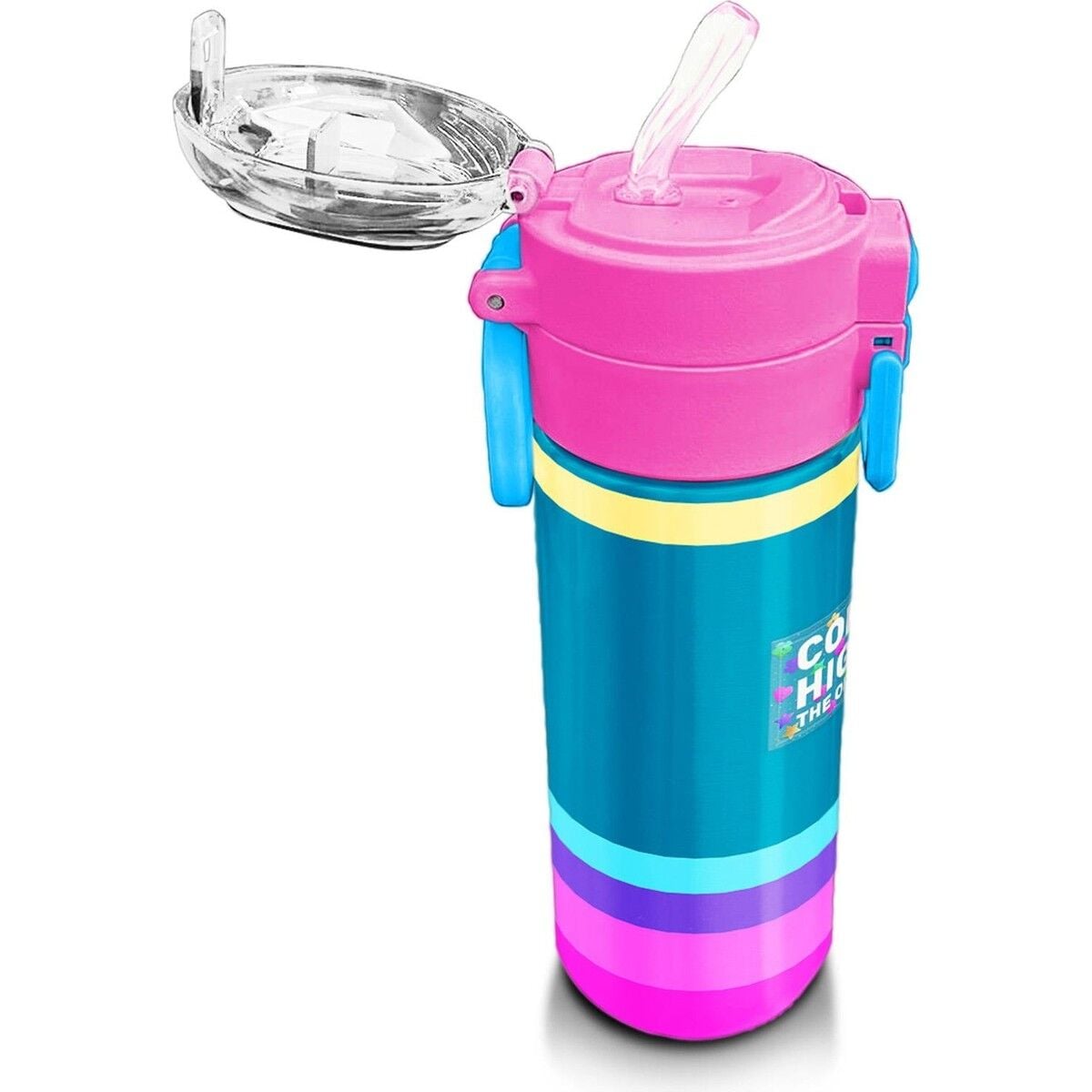 Coral High Kids Pembe Pastel Renkli Pipetli ve Direkt Içim Çelik Termos 500 ml 31960