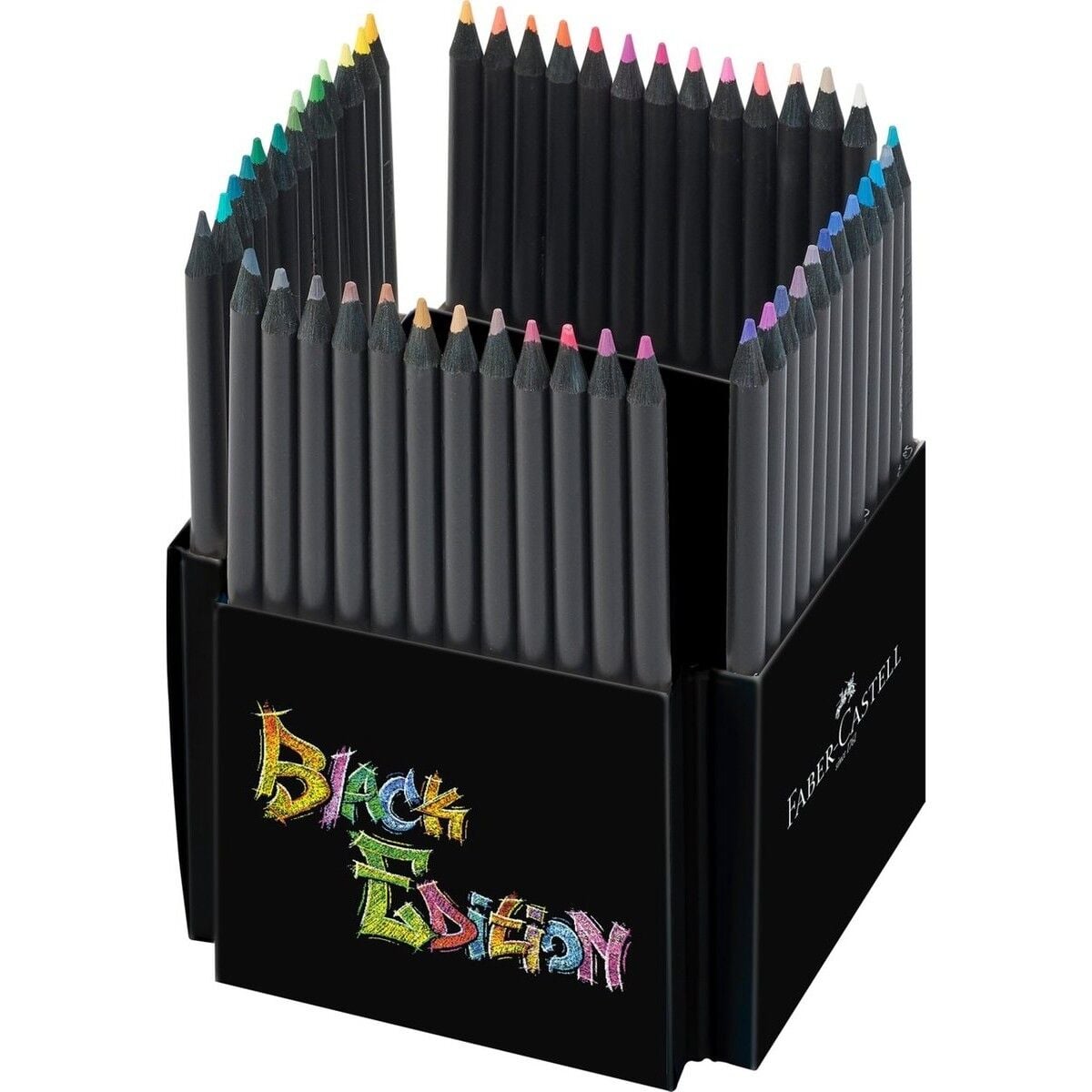 Faber-Castell Renkli kalemler Blackwood, Black Edition, 50'li kutu, parlak renkler, yumuşak çizgili, siyah ahşap