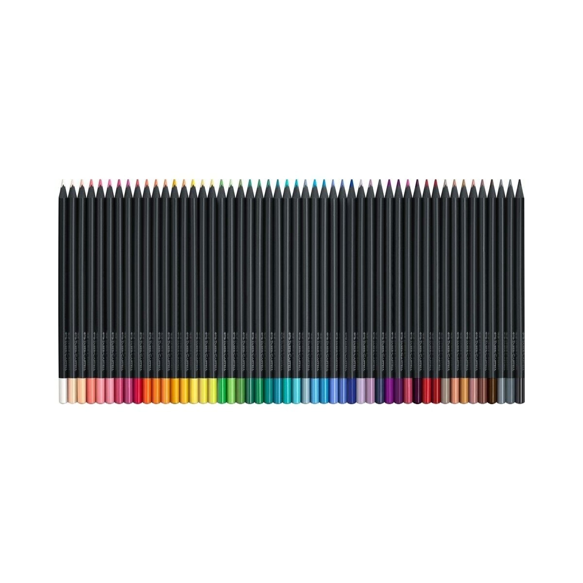 Faber-Castell Renkli kalemler Blackwood, Black Edition, 50'li kutu, parlak renkler, yumuşak çizgili, siyah ahşap