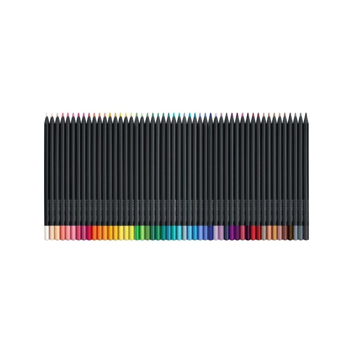 Faber-Castell Renkli kalemler Blackwood, Black Edition, 50'li kutu, parlak renkler, yumuşak çizgili, siyah ahşap