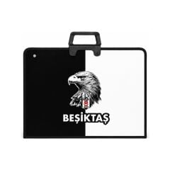 Beşiktaş Lisanslı Parçalı Kartal Baskılı Proje Çantası - Askılı Fermuarlı Resim Çantası 35x50 cm