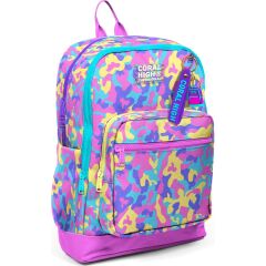 Coral High Kids Pembe Sarı Lavanta Kamuflaj Desenli Okul Sırt Çantası 33201