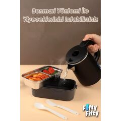 Vagonlife 1350 ml Iki Kat Üç Bölme Paslanmaz Çelik Lunch Box Yeni Nesil Sefer Tası-Sos Kaseli MODEL-FFLBOX10110-2S