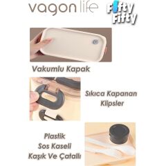 Vagonlife 1350 ml Iki Kat Üç Bölme Paslanmaz Çelik Lunch Box Yeni Nesil Sefer Tası-Sos Kaseli MODEL-FFLBOX10110-2S