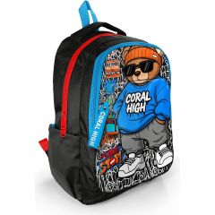 Coral High Kids Grafiti Ayıcık Desenli Üç Bölmeli Okul Sırt Çantası 33250