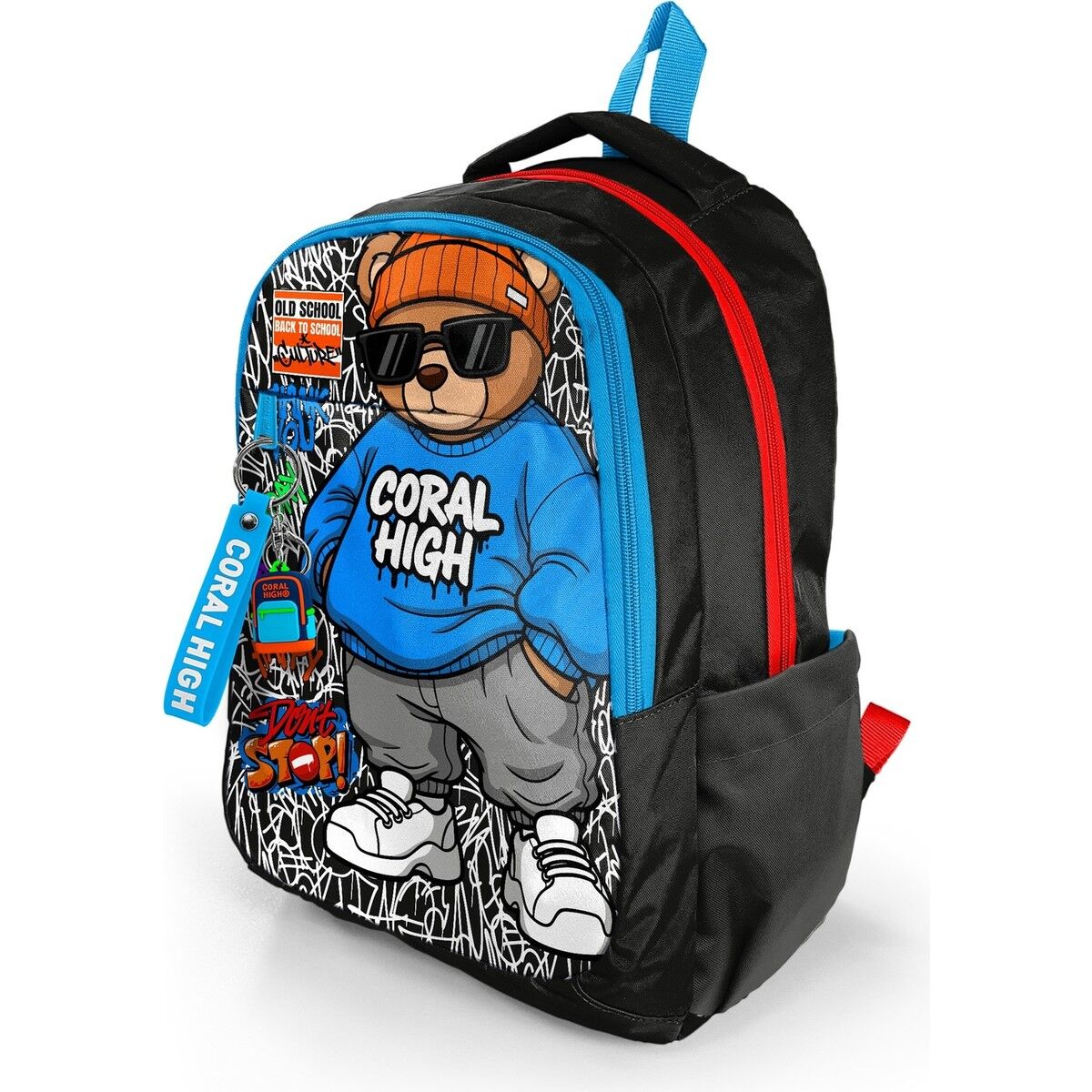 Coral High Kids Grafiti Ayıcık Desenli Üç Bölmeli Okul Sırt Çantası 33250