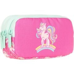 Kaukko Üç Bölmeli Unicorn Kız Çocuk Kalem Çantası