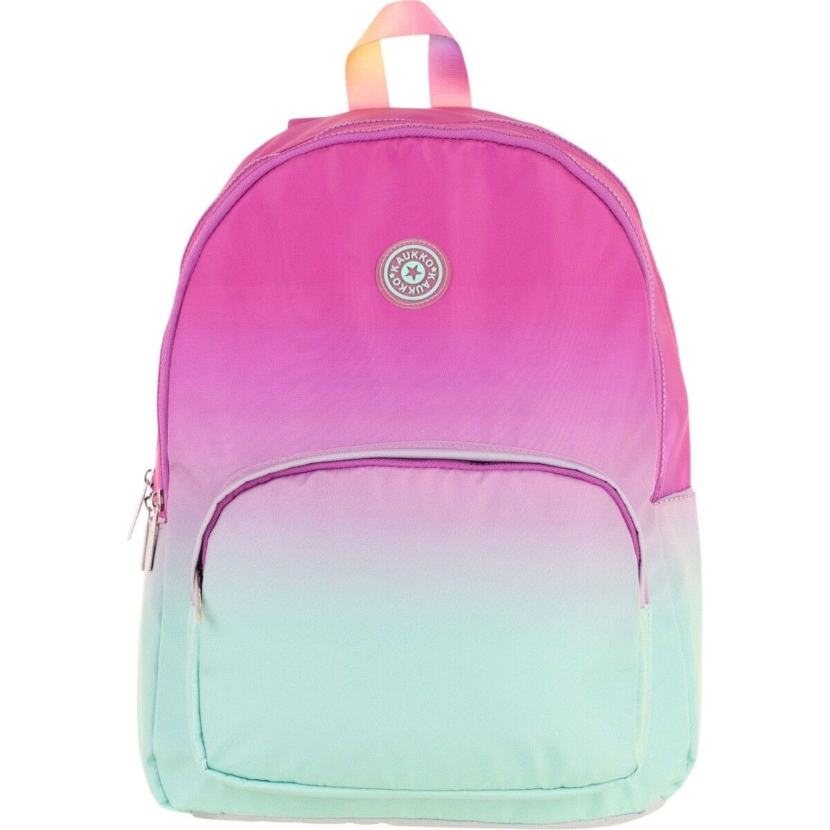 Kaukko Rainbow Kız Çocuk Üç Bölmeli Ilkokul ve Ortaokul Çantası - Pembe Yeşil Renk Geçişli - K1798
