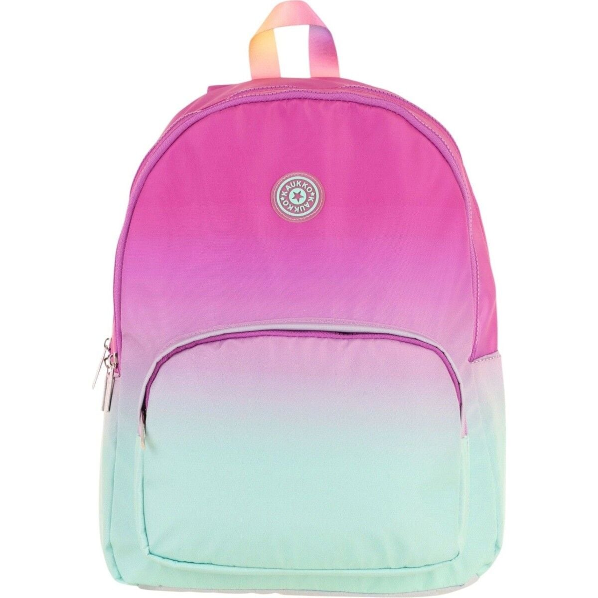 Kaukko Rainbow Kız Çocuk Üç Bölmeli Ilkokul ve Ortaokul Çantası - Pembe Yeşil Renk Geçişli - K1798