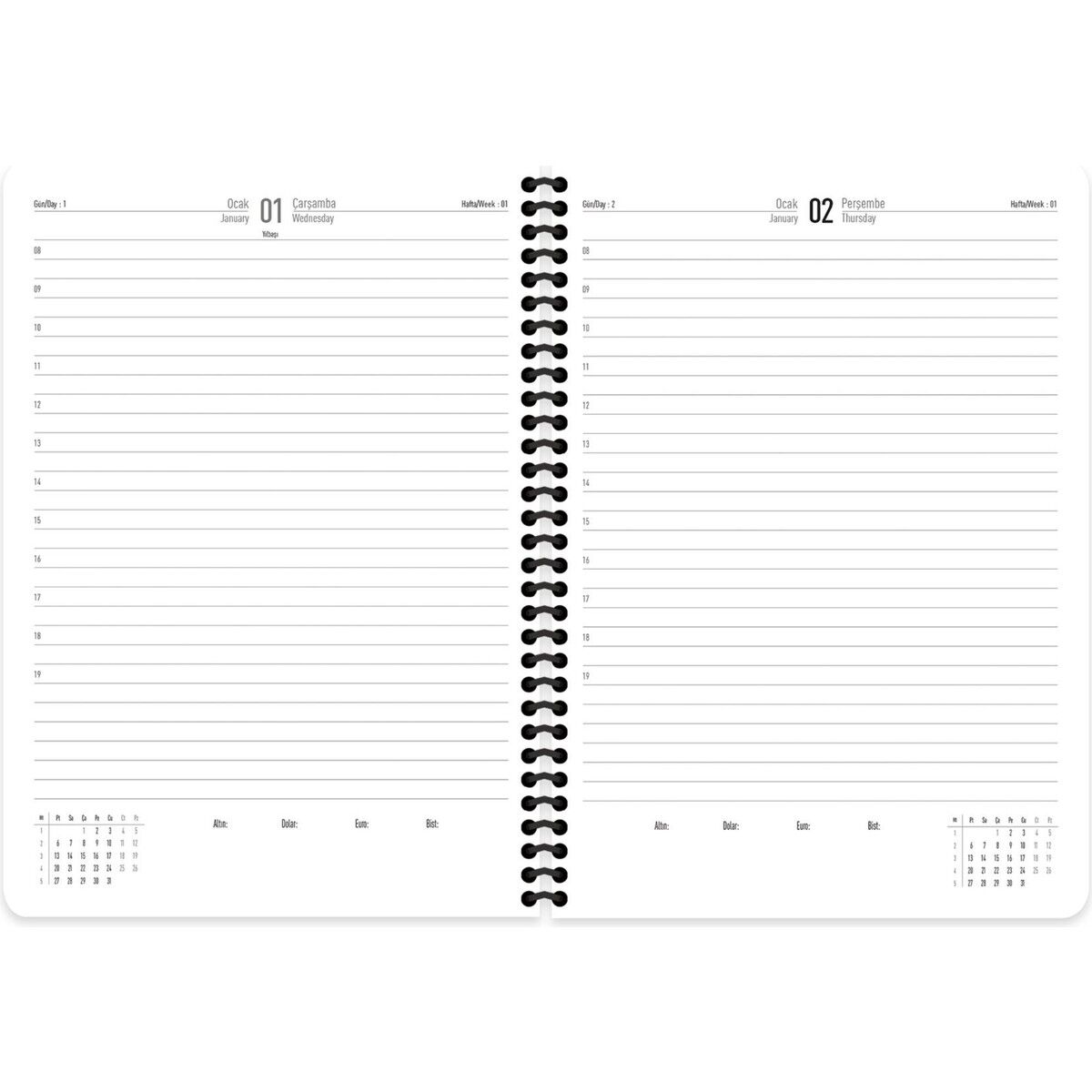 Keskin Color Günlük Ajanda Spiralli Yeşil 17x24 2025