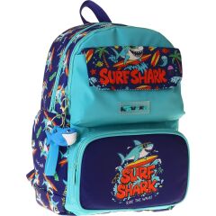 Kaukko Kids Erkek Çocuk Süpar Köpekbalığı Baskılı Okul Çantası - Yeşil - Lacivert - Surf - L5354