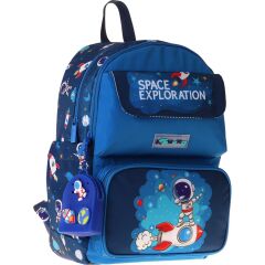 Kaukko Kids Erkek Çocuk Astronot Baskılı Okul Çantası - Lacivert - Space - L5364