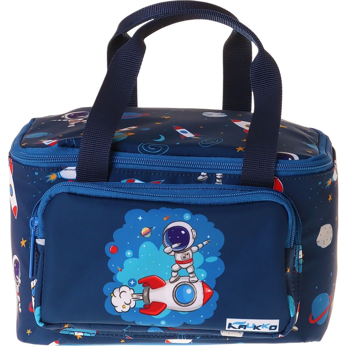 Kaukko Kids Iki Bölmeli Thermo Okul Beslenme Çantası - Astronot Baskılı Lacivert Renk (Erkek Çocuk) - L5365