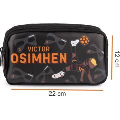 3 Bölmeli Victor Osimhen Suni Deri Okul Çantası + Kalemlik