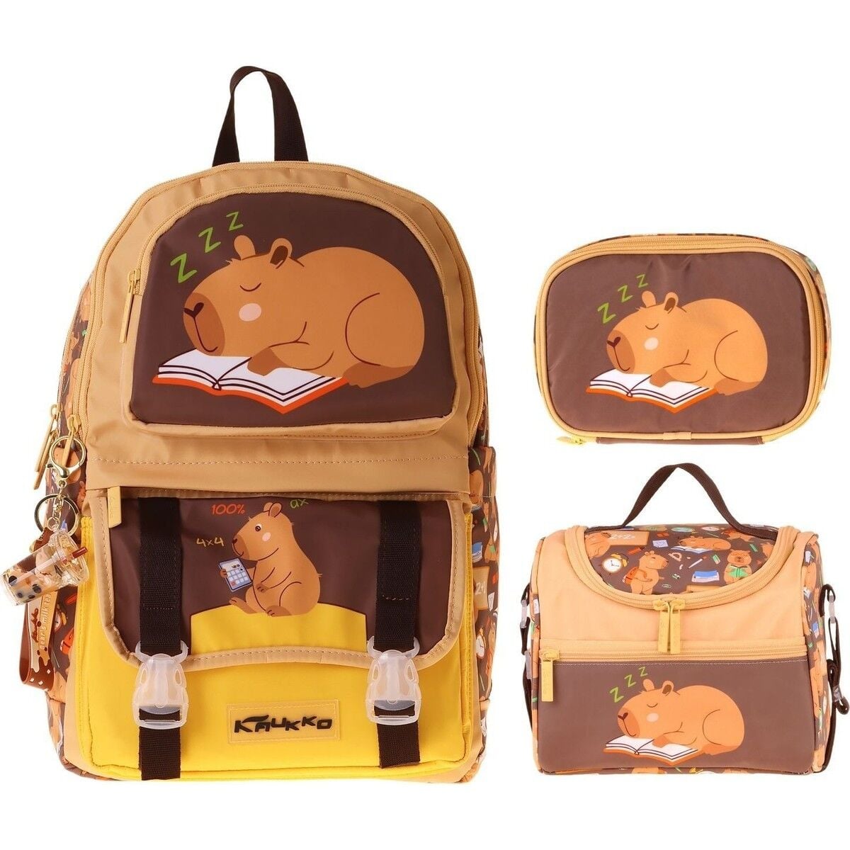Kids Clever(Kahverengi Renk) Erkek Çocuk Üçlü Ilkokul Okul Çantası Seti/takımı - SETKK-L5384D