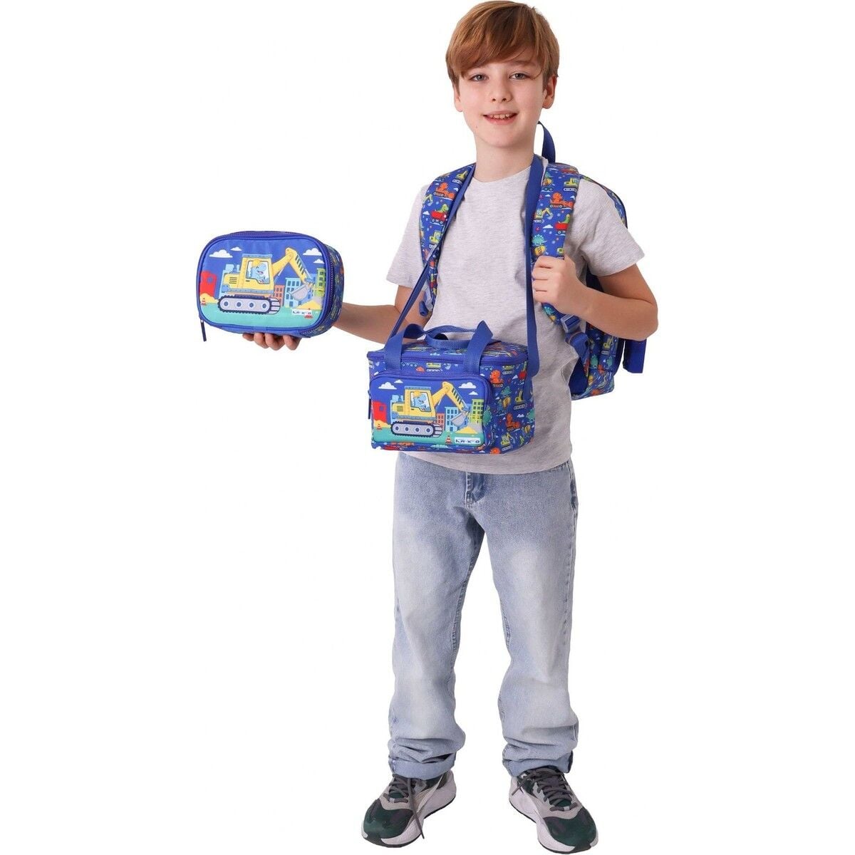 Kids Mechanic(Mavi - Sarı Renk) Erkek Çocuk Üçlü Ilkokul Okul Çantası Seti/takımı - SETKK-L5369D