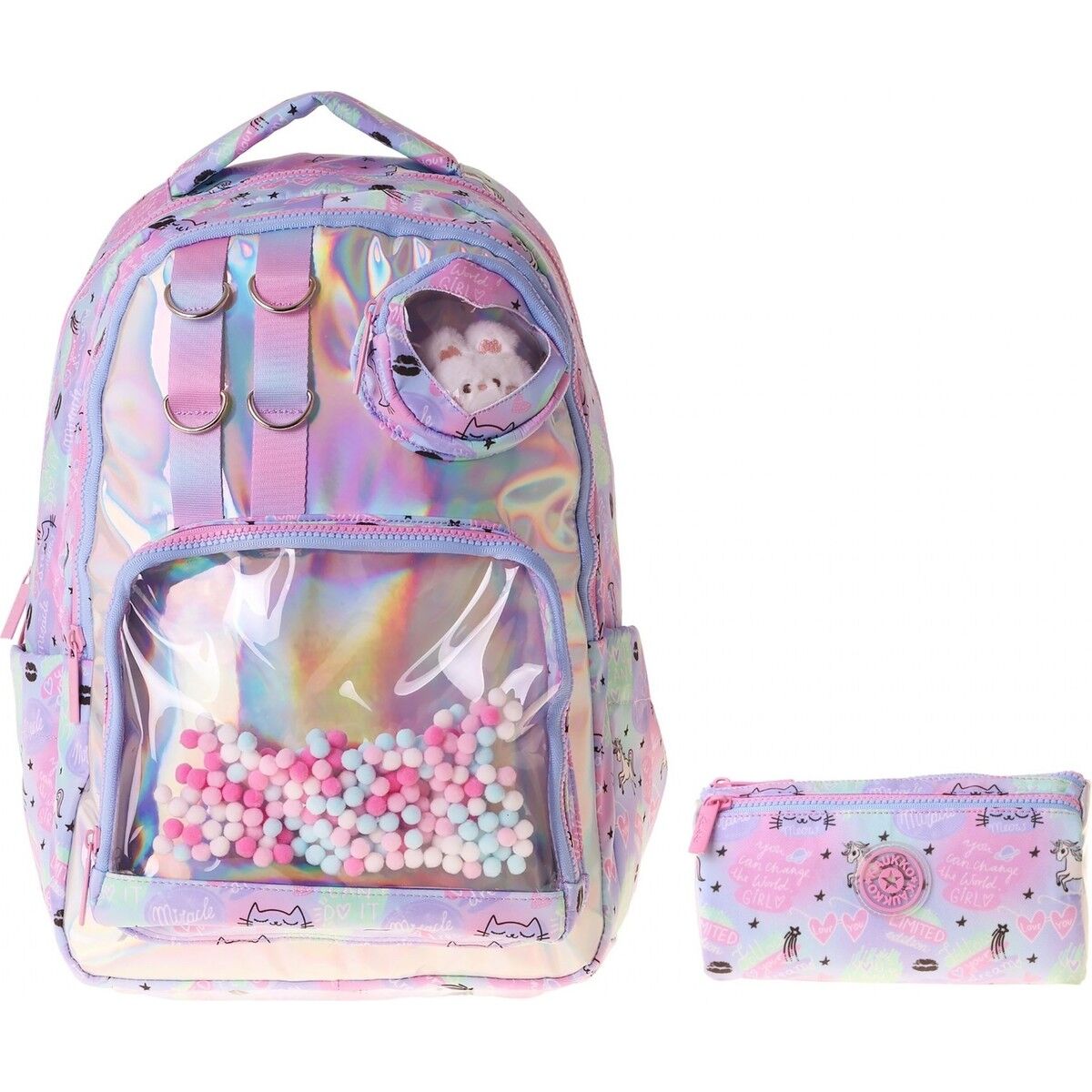 Kids Dream Çok Renkli Kız Çocuk Ilkokul Sırt Çantası ve Kalem Çantası Seti - SETKK-L5343C