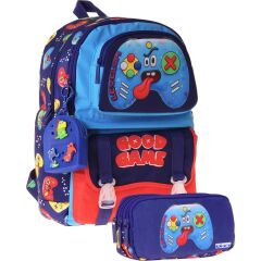 Kids Good Game Lacivert - Kırmızı Erkek Çocuk Ilkokul Sırt Çantası ve Kalem Çantası Seti - SETKK-L5389C
