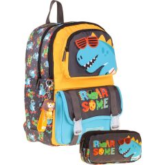 Kids Roar Sarı - Mavi Erkek Çocuk Ilkokul Sırt Çantası ve Kalem Çantası Seti - SETKK-L5394C