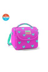 Coral High Kids Neon Pembe Su Yeşili Kalp Desenli Thermo Beslenme Çantası 11806