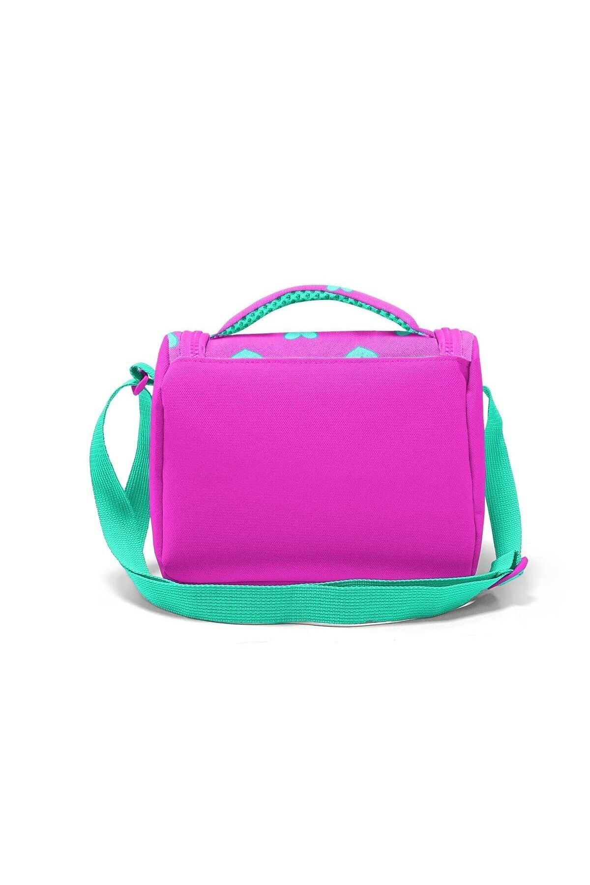 Coral High Kids Neon Pembe Su Yeşili Kalp Desenli Thermo Beslenme Çantası 11806
