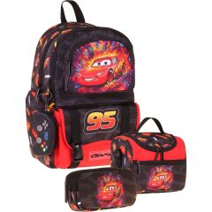 Kids Rust Eze(Kırmızı - Siyah Renk) Erkek Çocuk Üçlü Ilkokul Okul Çantası Seti/takımı - SETKK-L5399A