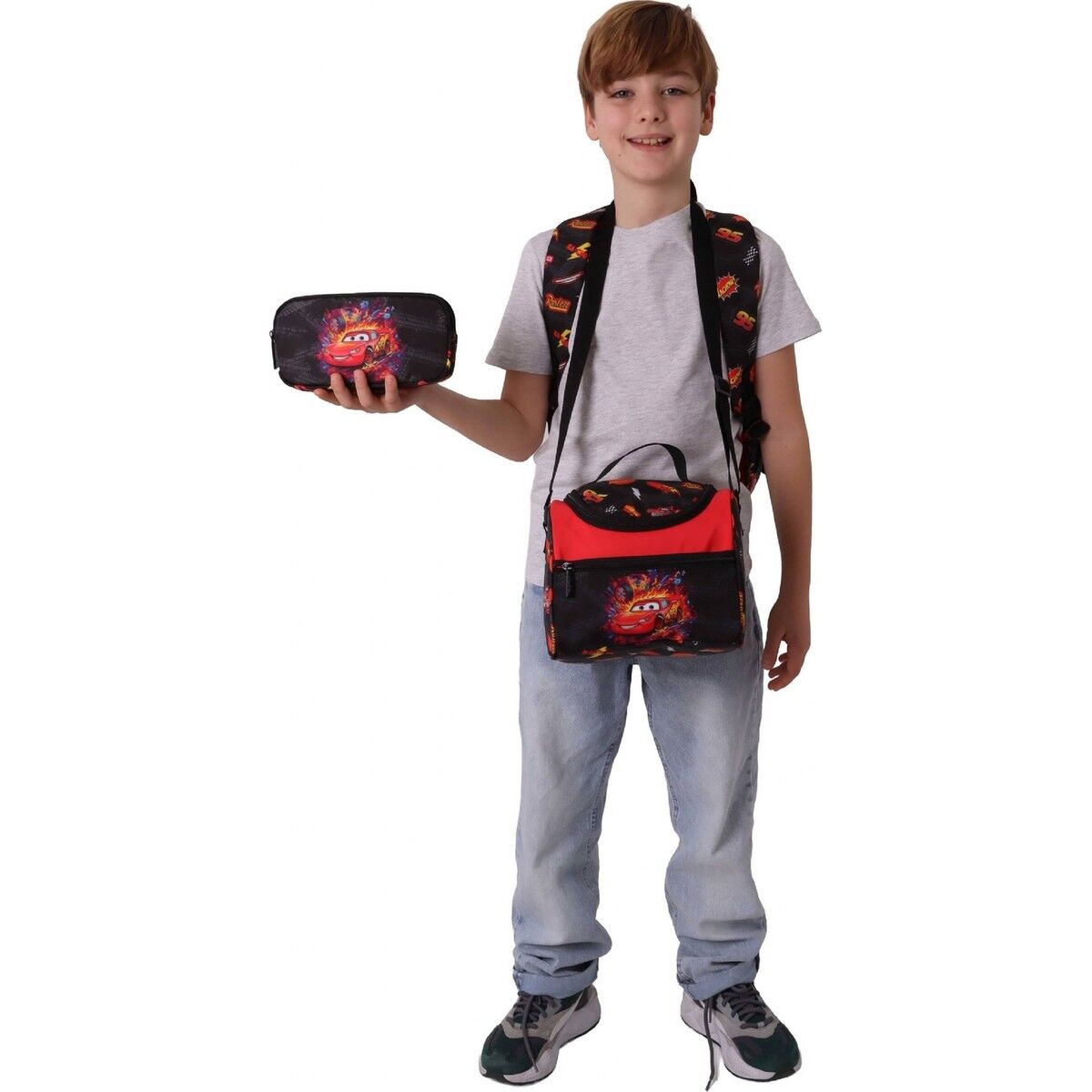 Kids Rust Eze(Kırmızı - Siyah Renk) Erkek Çocuk Üçlü Ilkokul Okul Çantası Seti/takımı - SETKK-L5399A