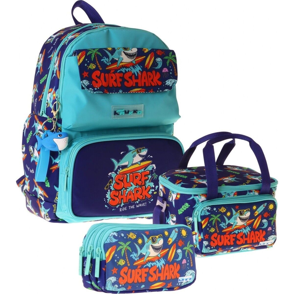 Kids Surf(Yeşil - Lacivert Renk) Erkek Çocuk Üçlü Ilkokul Okul Çantası Seti/takımı - SETKK-L5354A