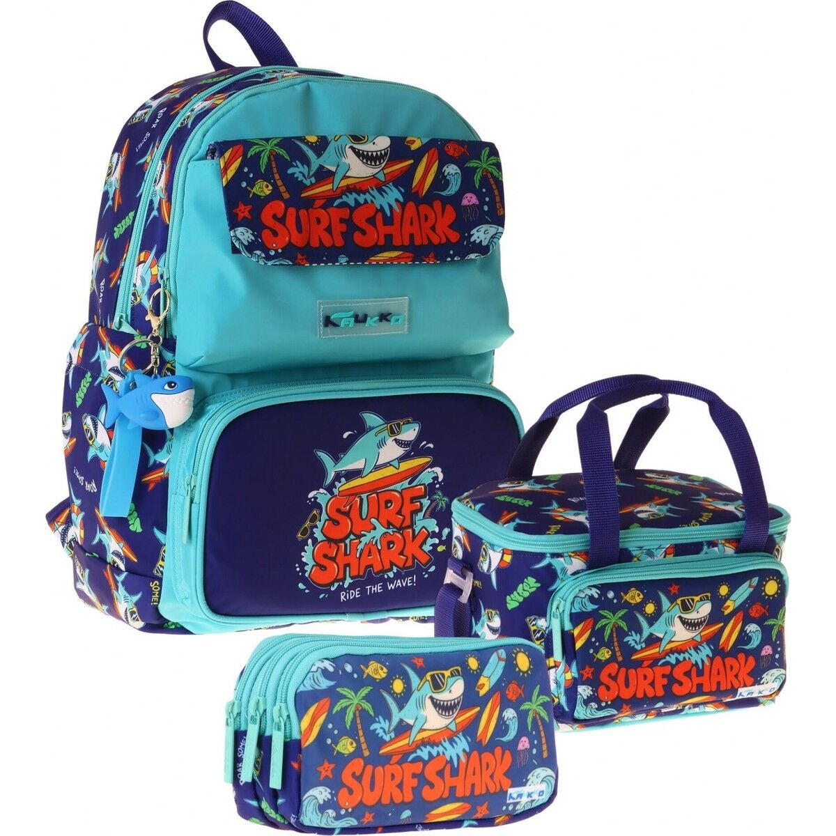 Kids Surf(Yeşil - Lacivert Renk) Erkek Çocuk Üçlü Ilkokul Okul Çantası Seti/takımı - SETKK-L5354A