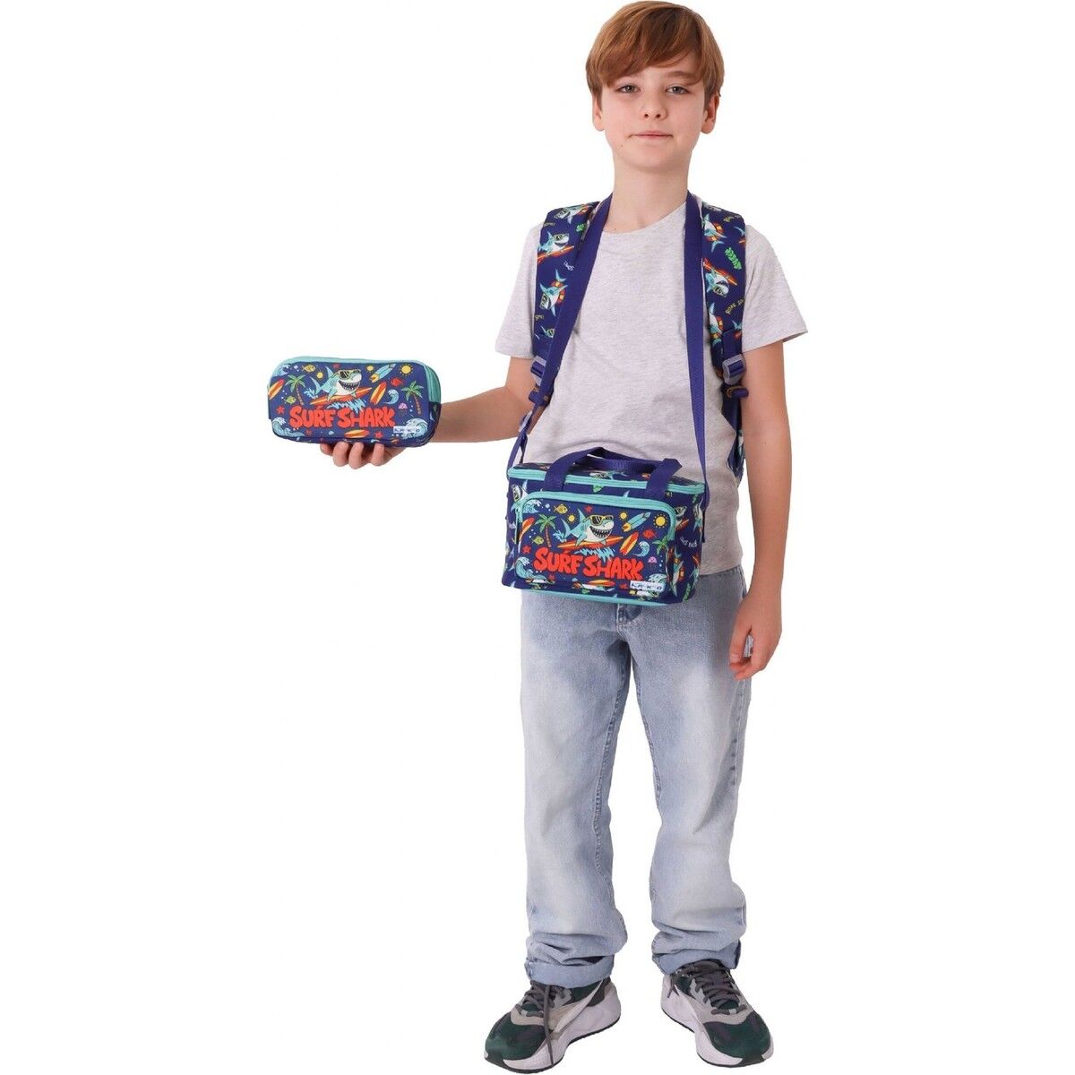 Kids Surf(Yeşil - Lacivert Renk) Erkek Çocuk Üçlü Ilkokul Okul Çantası Seti/takımı - SETKK-L5354A