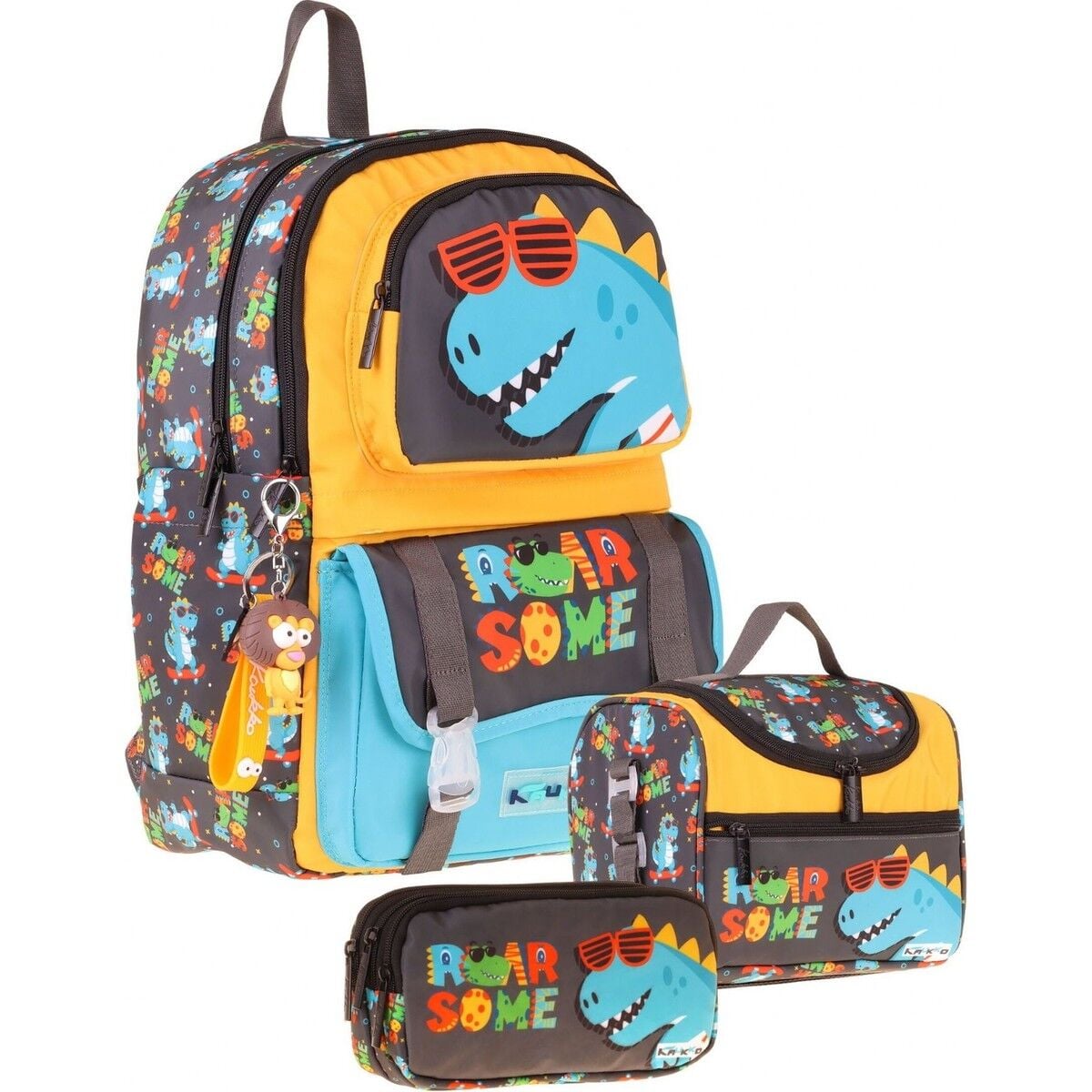 Kids Roar(Sarı - Mavi Renk) Erkek Çocuk Üçlü Ilkokul Okul Çantası Seti/takımı - SETKK-L5394A