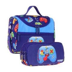 Kids Erkek Çocuk Good Game Baskılı Lacivert - Kırmızı Thermo Beslenme Çantası ve Kalemlik Seti - SETKK-L5390