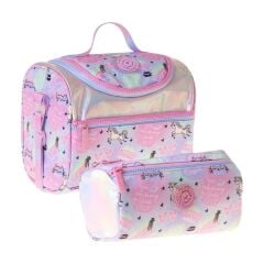Kids Kız Çocuk Dream Baskılı Çok Renkli Thermo Beslenme Çantası ve Kalemlik Seti - SETKK-L5344