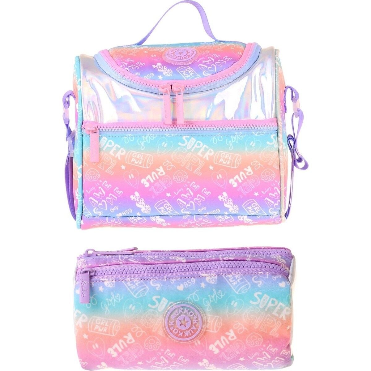 Kids Kız Çocuk Renk Geçişli Lila Thermo Beslenme Çantası ve Kalemlik Seti - SETKK-L5349