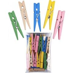 Brons Renkli Ahşap Mandal Büyük 24 Adet